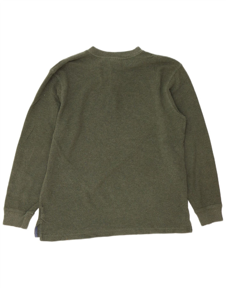 L.L.BEAN Top da uomo a maniche lunghe in cotone verde medio