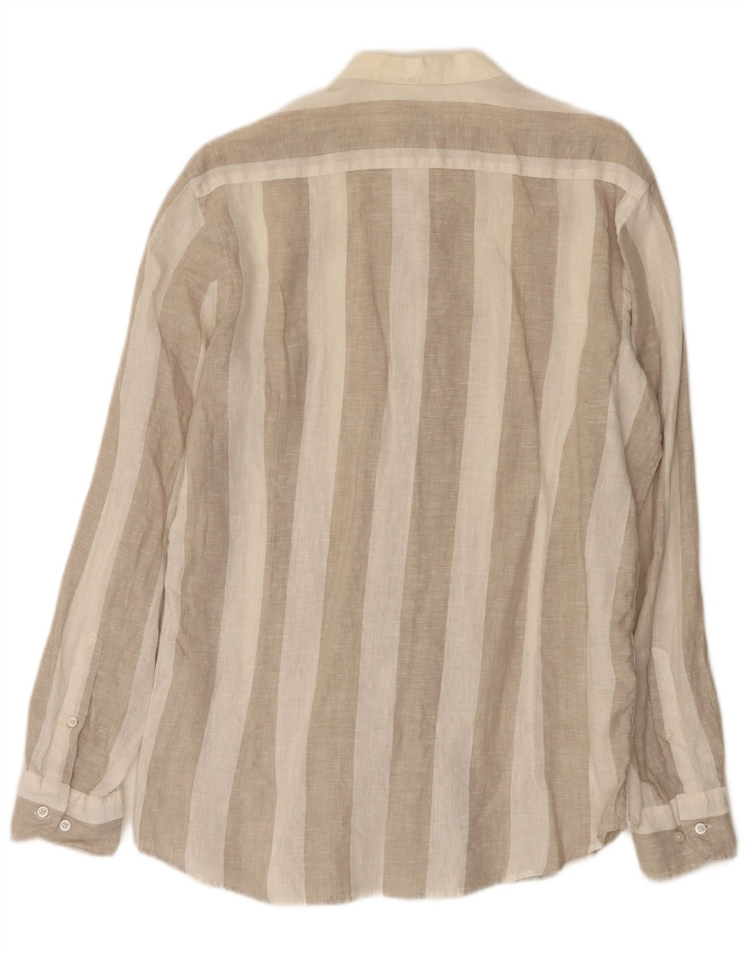 Camicia Uomo Massimo Dutti Lino Rigato Beige Medio
