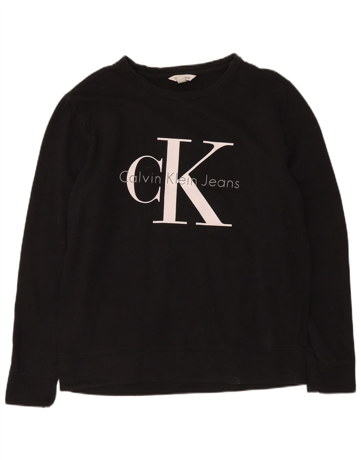 CALVIN KLEIN JEANS Felpa con grafica da uomo Maglione piccolo in cotone nero