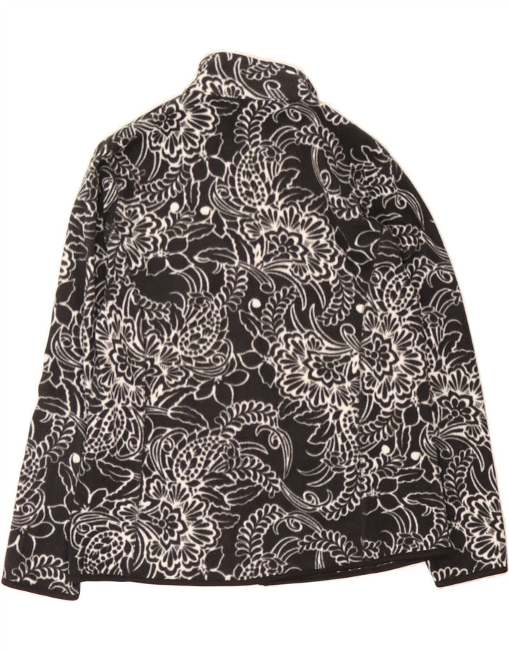 OVS Womens Fleece Jacket UK 20 2XL Black Floral Polyester Vintage OVS and Second-Hand OVS from Messina Hembry 