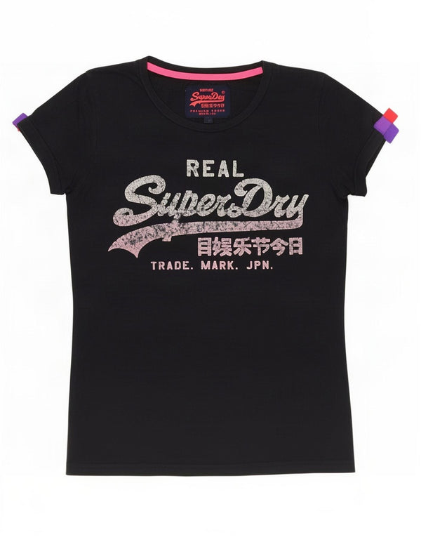 T-shirt grafica da donna Superdry Top UK 6 XS blu navy cotone