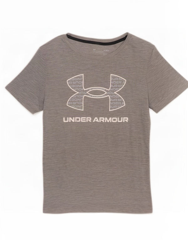 T-shirt grafica da uomo Under Armour Heat Gear Top grande grigio chiazzato