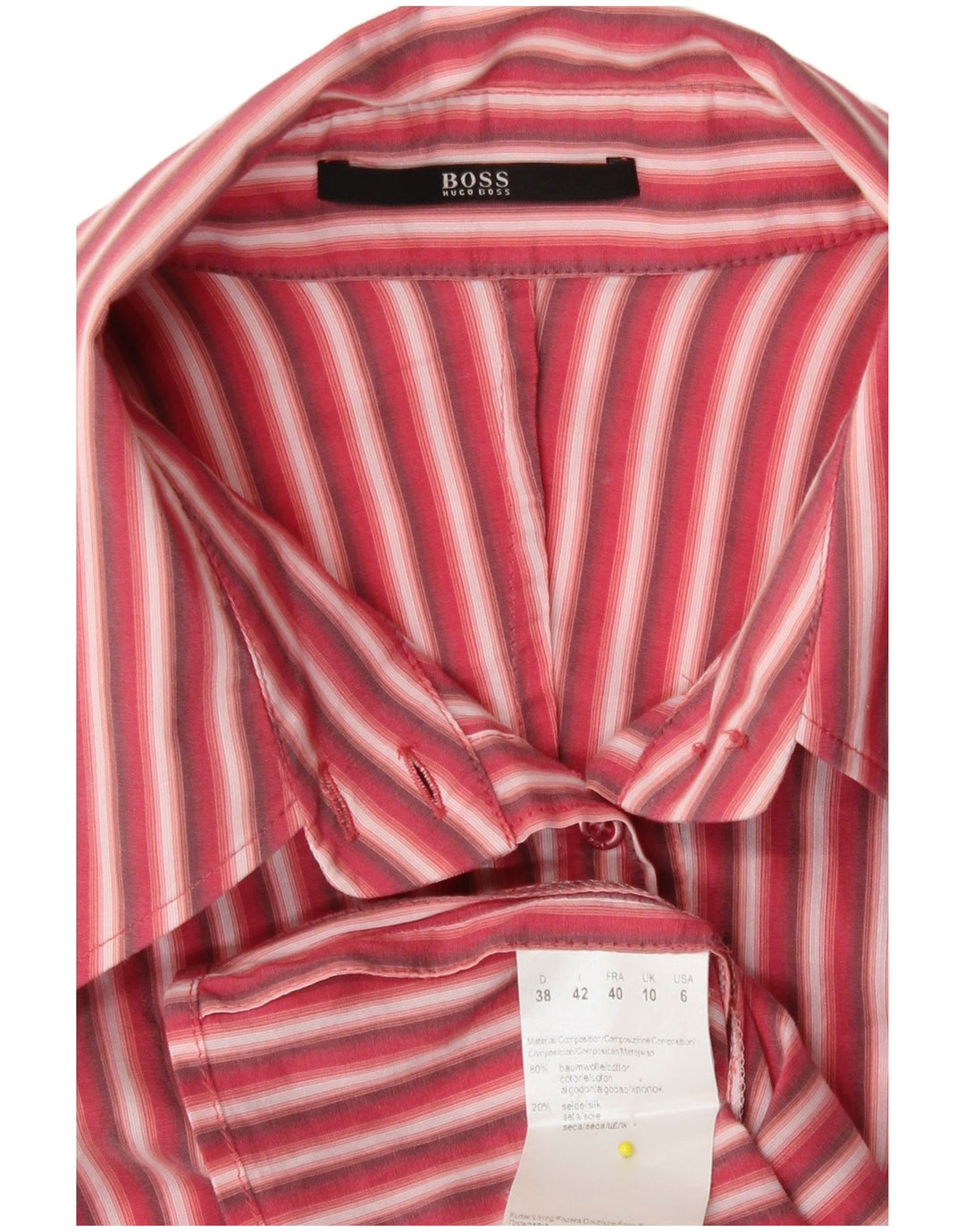 Camicia da donna Hugo Boss UK 10 piccolo cotone a righe rosse