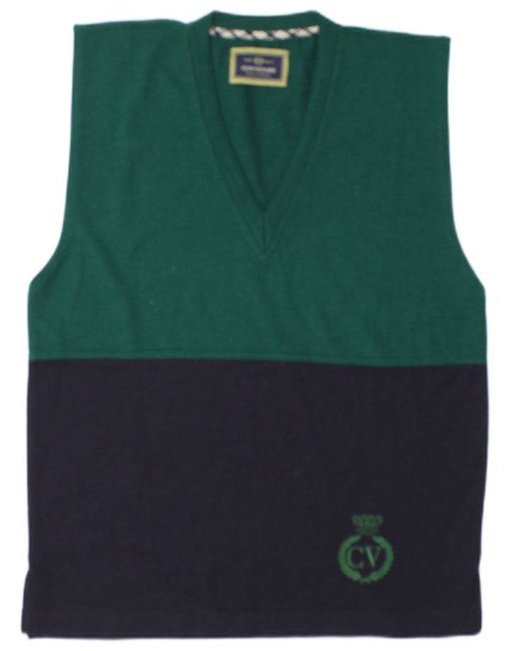 Club Voltaire Canottiera da uomo Canotta in lana color block verde medio