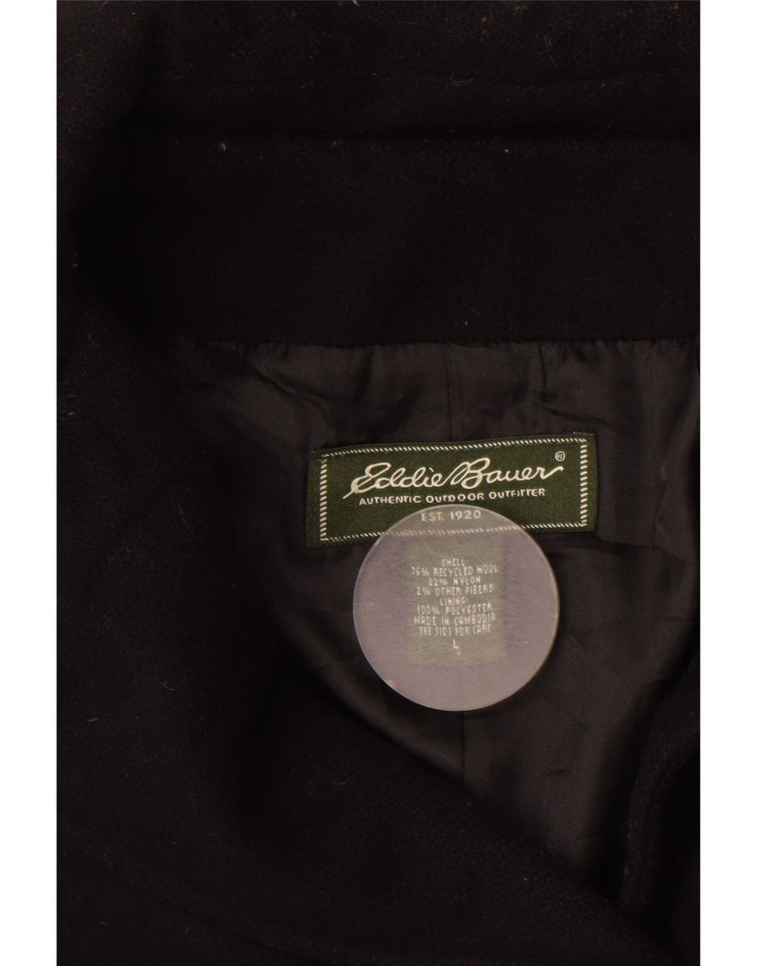Cappotto da marinaio da donna Eddie Bauer UK 16 grande lana nera