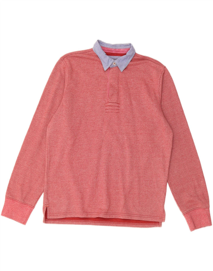 DOCKERS Polo da rugby da uomo a maniche lunghe in cotone rosso medio