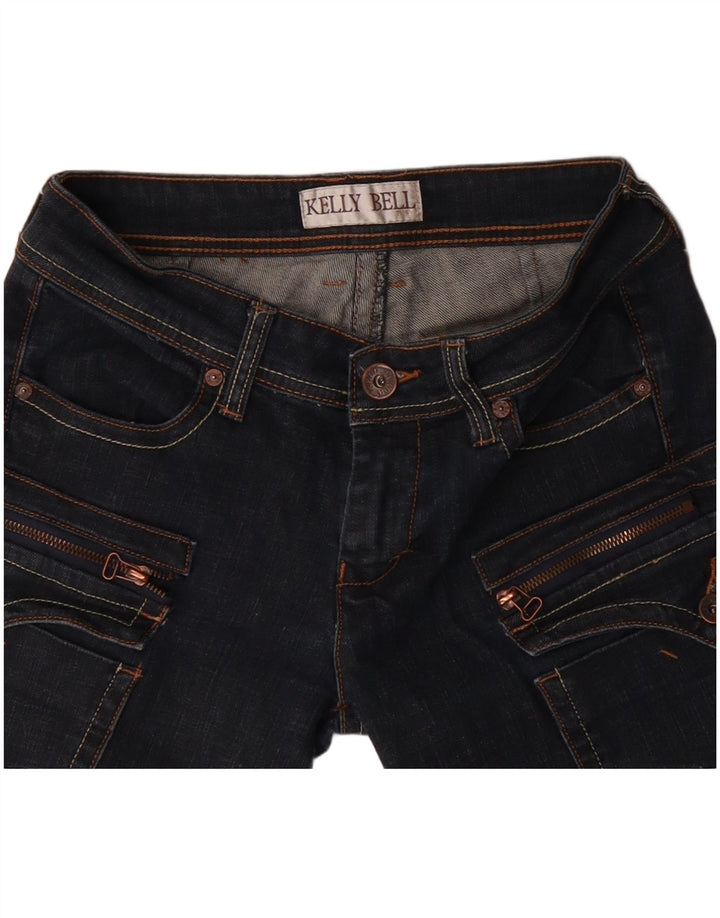Pantaloncini cargo in denim da donna VINTAGE W28 medio blu navy
