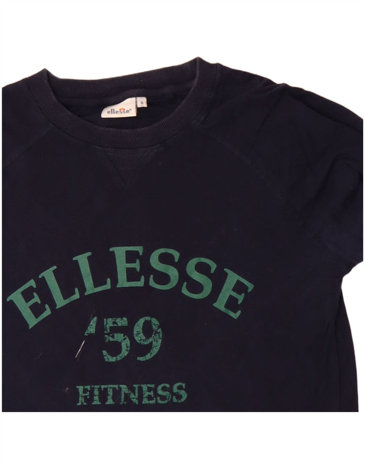 ELLESSE Top grafico da uomo a maniche lunghe piccolo in cotone blu navy