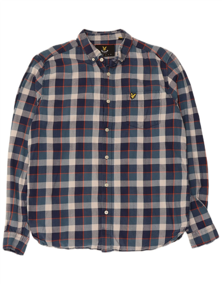 Camicia da uomo Lyle & Scott grande in cotone a quadri blu navy
