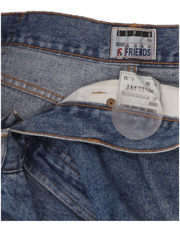 Jeans dritti da uomo vintage W38 L34 in cotone blu
