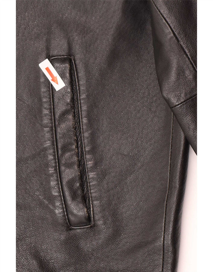 Giacca in pelle vintage da uomo IT 48 media nera