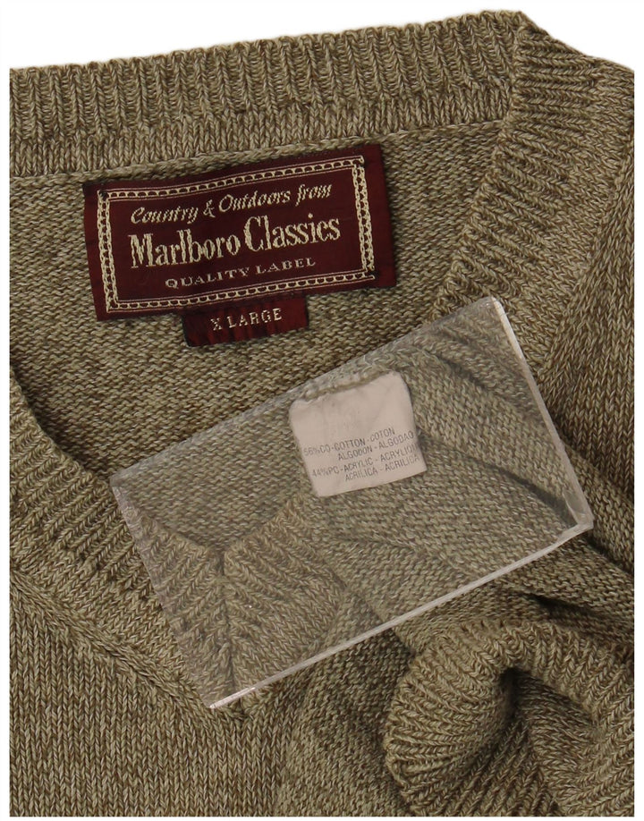 Marlboro Classics Maglione da uomo con scollo a V XL in cotone marrone