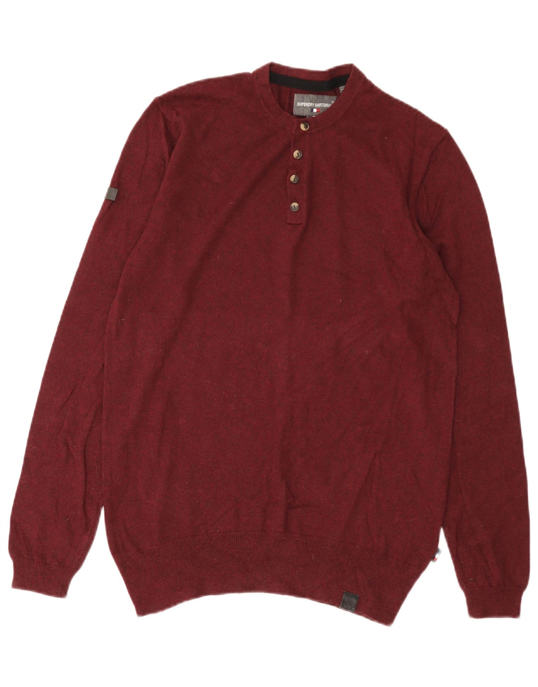 Maglione da uomo girocollo Superdry in cotone bordeaux medio