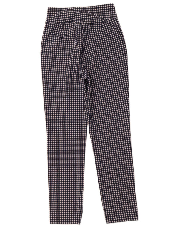 ZARA Womens Tapered Chino Trousers EU 34 2XS W24 L28 Navy Blue Gingham