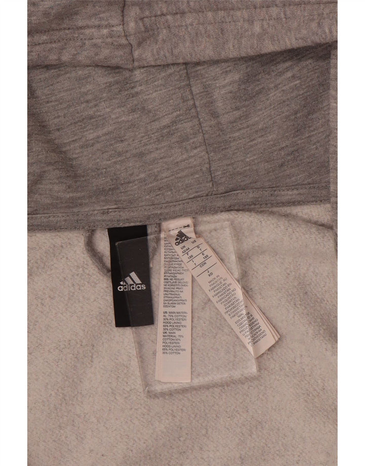 Maglione con cappuccio e zip da uomo ADIDAS UK 42/44 grande cotone grigio