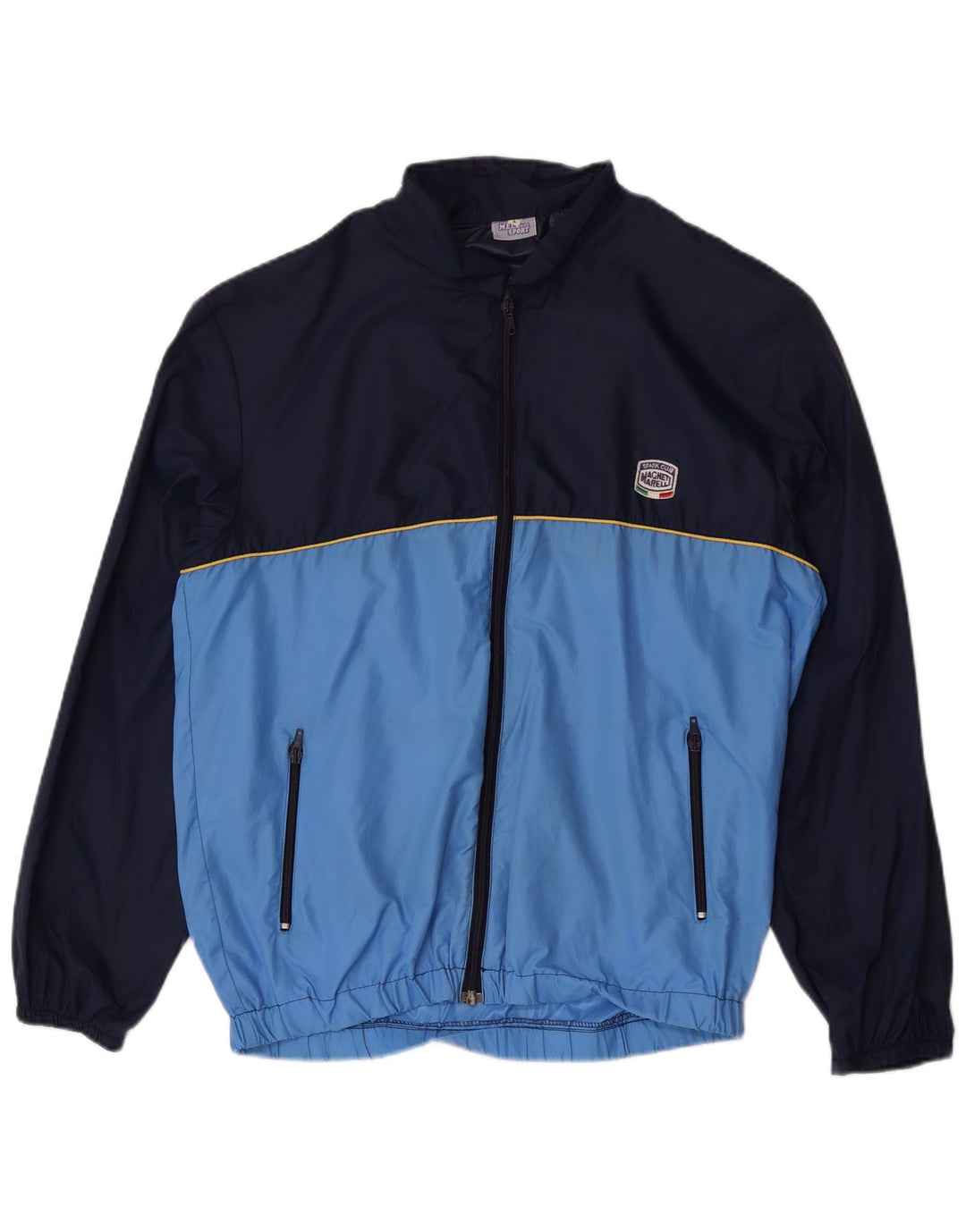 Giacca da ginnastica vintage da uomo grande color block blu navy