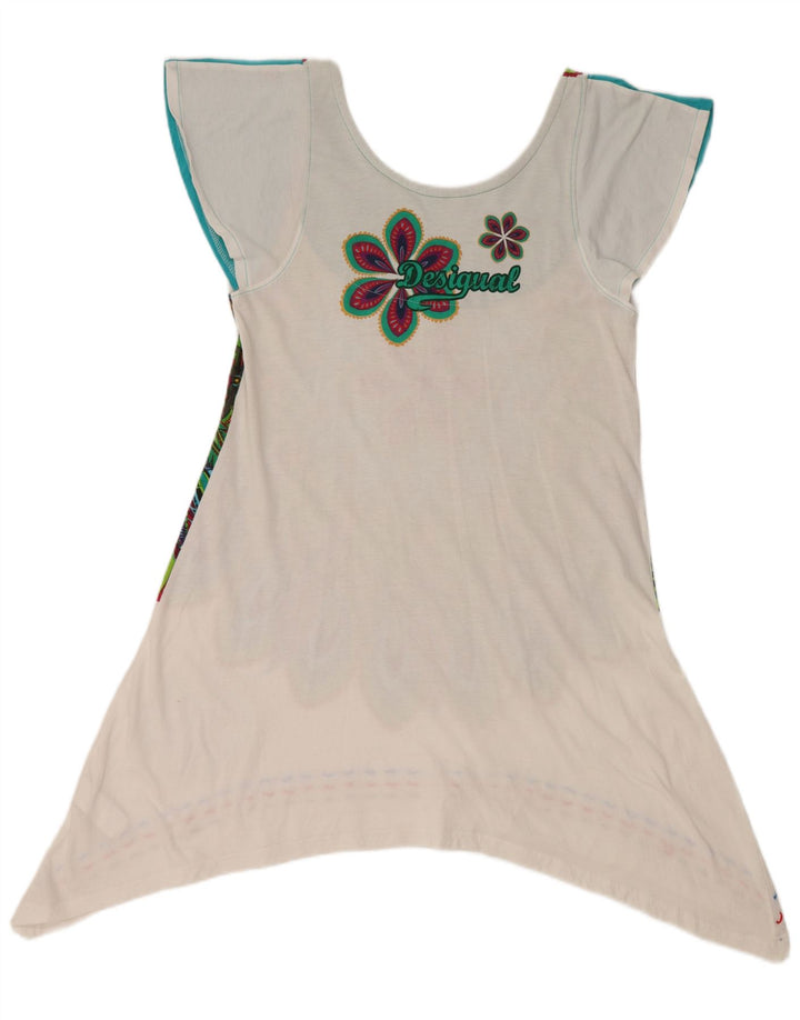 DESIGUAL Top tunica asimmetrica grafica da donna UK 18 XL floreale multicolore