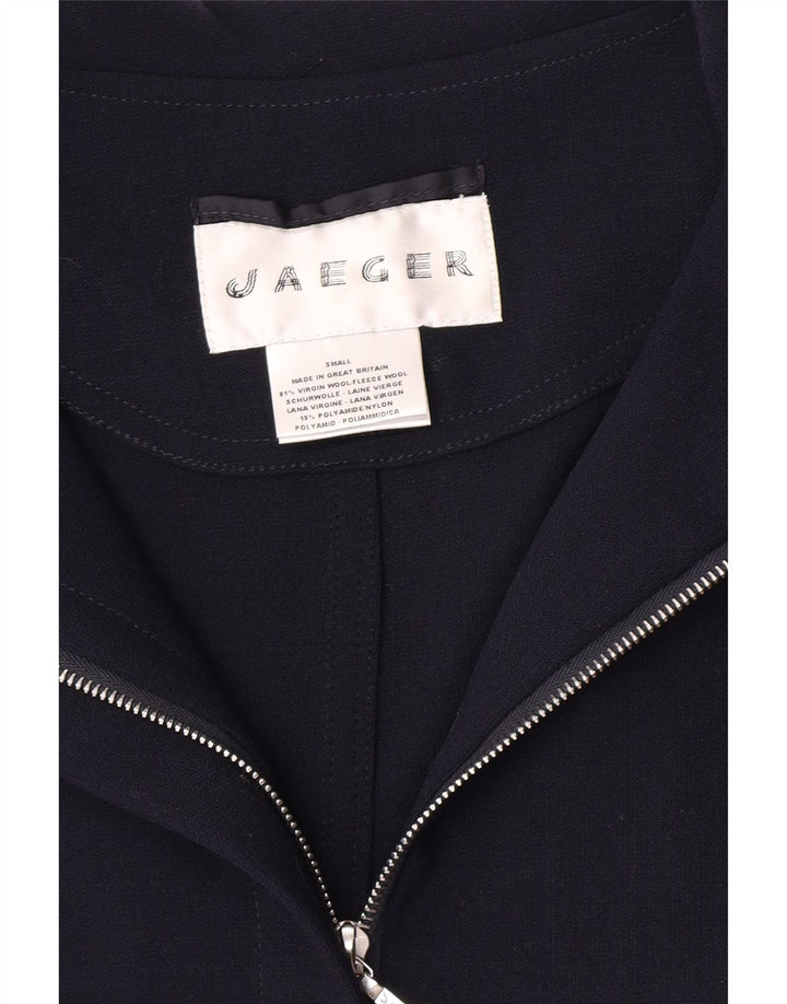 Soprabito oversize con cappuccio da donna Jaeger UK 10 Small Lana vergine blu navy
