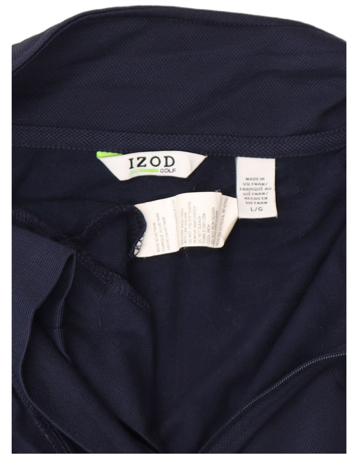 Felpa da uomo con zip e collo IZOD, grande, in poliestere blu navy