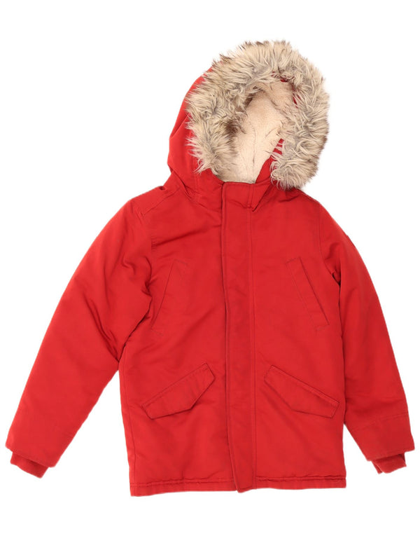 Parka con cappuccio da bambino ABERCROMBIE & FITCH 9-10 anni in cotone rosso