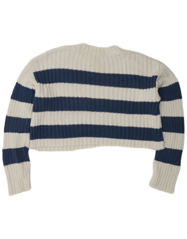 PULL & BEAR Womens Oversized Crew Neck Jumper Sweater UK 14 Medium White