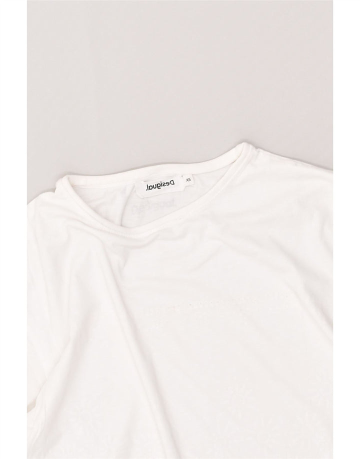 DESIGUAL Womens T-Shirt Top UK 6 XS White Cotton | Vintage Desigual | Thrift | Second-Hand Desigual | Used Clothing | Messina Hembry 