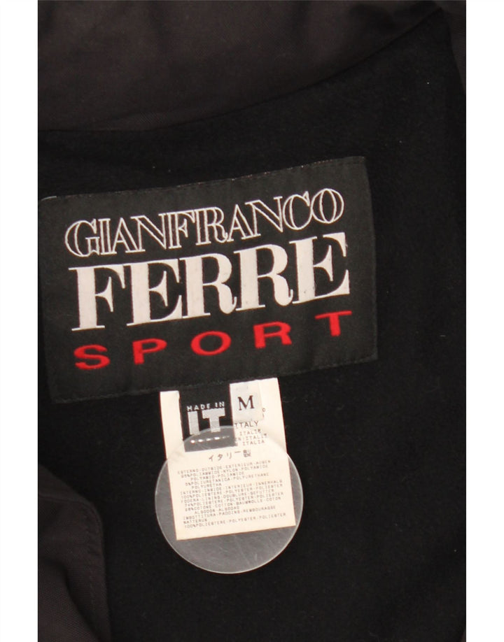 Giacca a vento con cappuccio da uomo Gianfranco Ferre UK 38 nylon nero medio