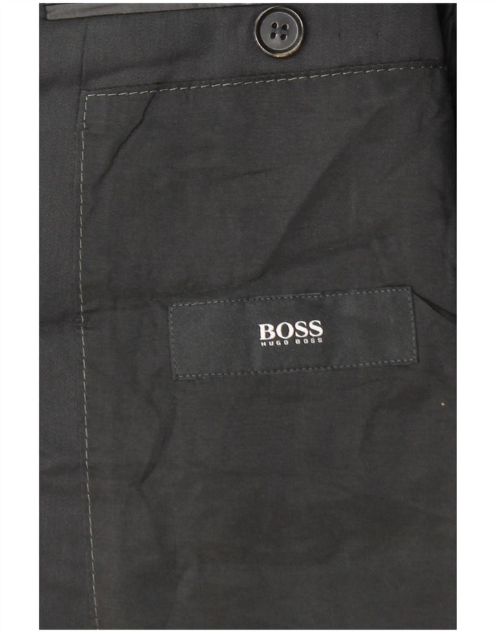 HUGO BOSS Mens 2 Button Blazer Jacket IT 48 Medium Black Wool