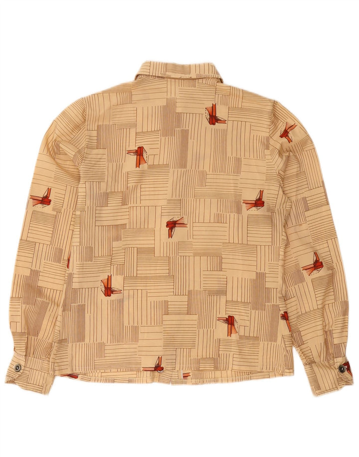 Camicia da donna vintage UK 12 Beige medio geometrico