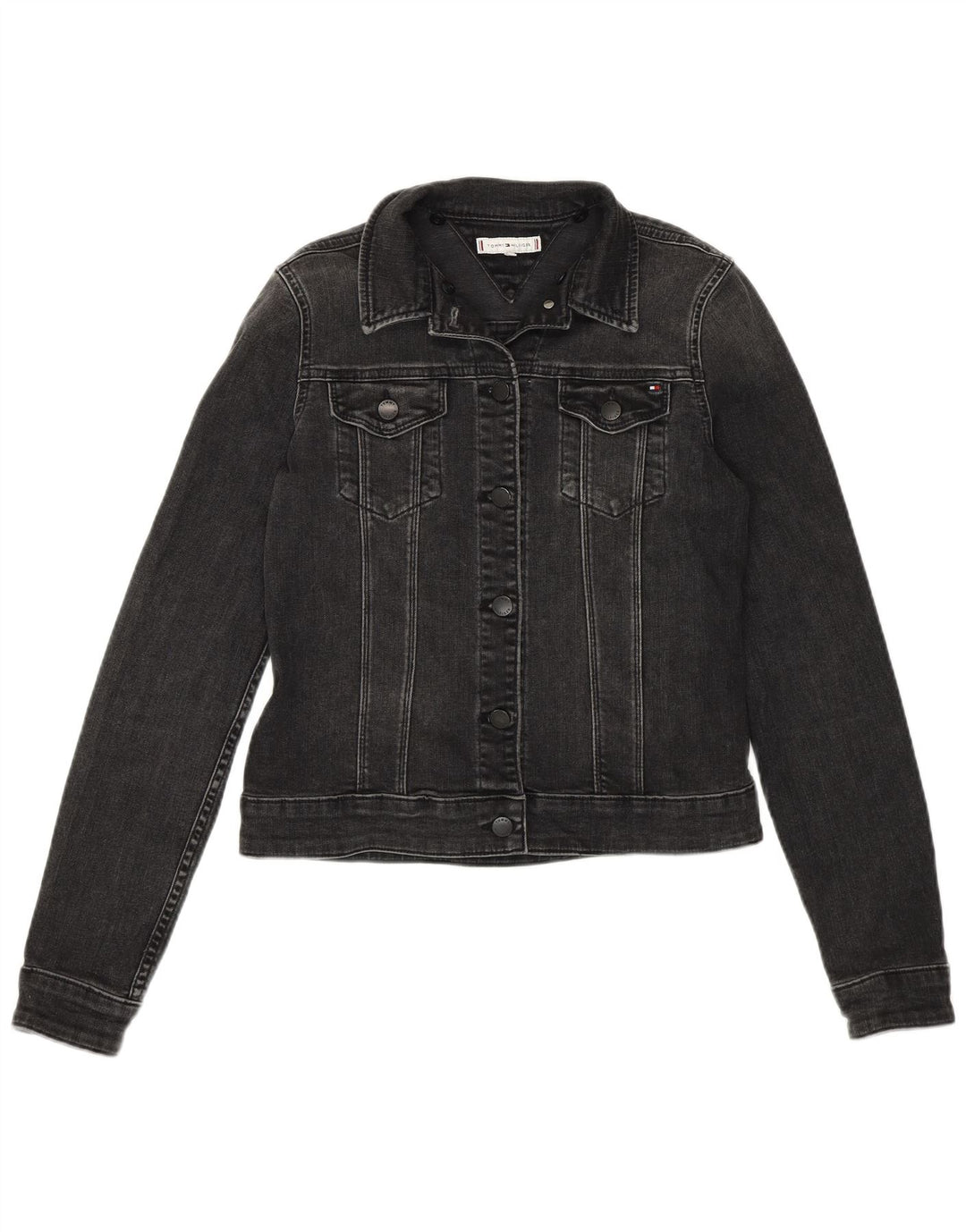 Giacca in denim corto da donna Tommy Hilfiger US 6 cotone grigio medio