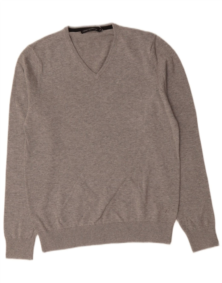 Maglione da donna con scollo a V French Connection IT 18 XL Cotone grigio