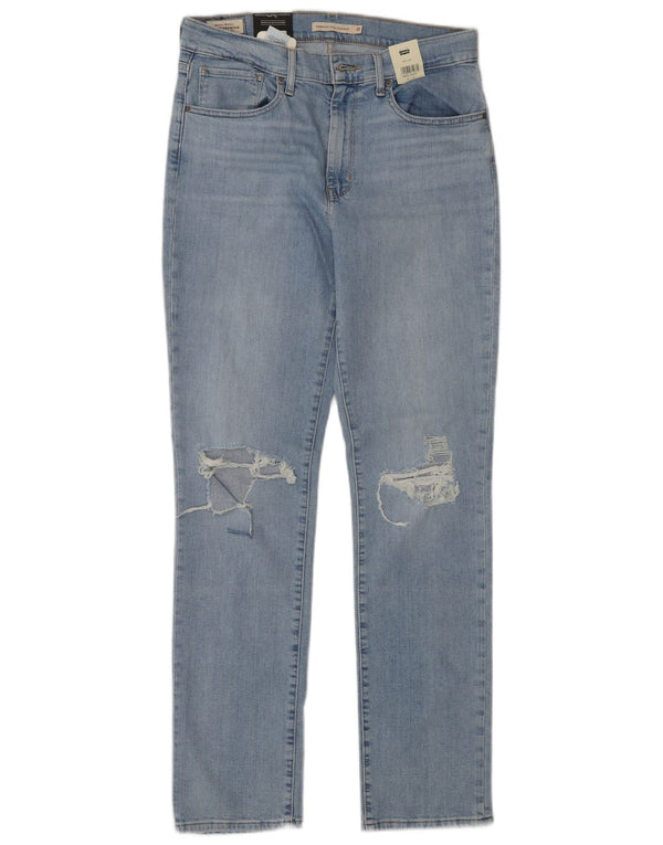 Levi's Donna 724 Jeans dritti a vita alta effetto consumato W30 L32 cotone blu