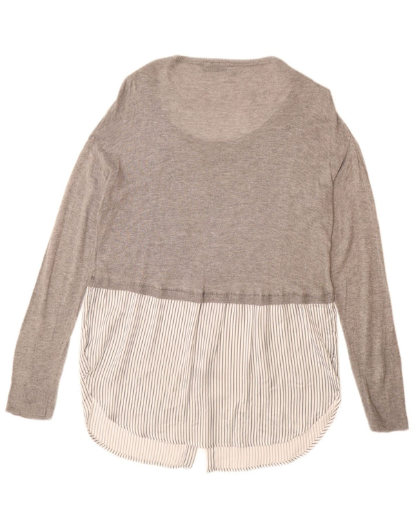 ZARA Maglione da Donna con Collo a Barca Lungo e Collo a Barca UK 14 Viscosa Grigio Medio