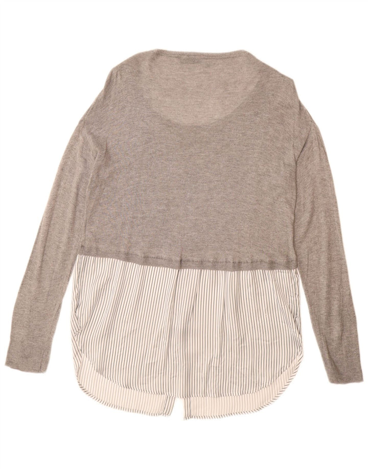 ZARA Maglione da Donna con Collo a Barca Lungo e Collo a Barca UK 14 Viscosa Grigio Medio