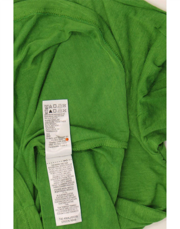 Marks & Spencer Top da donna a maniche lunghe UK 14 Large Green Flecked Modal