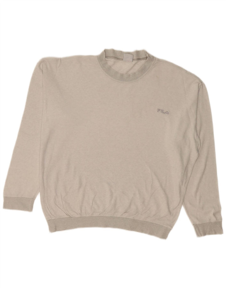 Top FILA da uomo vestibilità ampia a maniche lunghe grigio medio