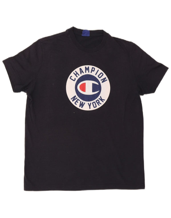 T-shirt grafica da uomo Champion Top medio blu navy