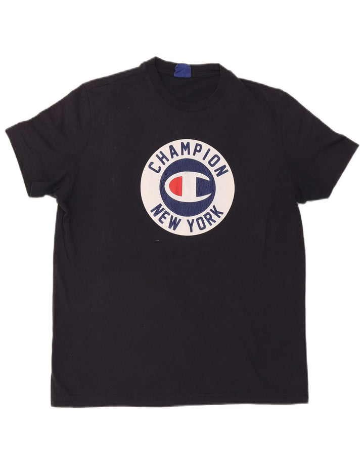 T-shirt grafica da uomo Champion Top medio blu navy