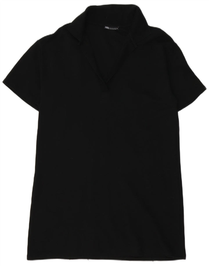 Abito polo da donna Zara UK 16 grande in cotone nero
