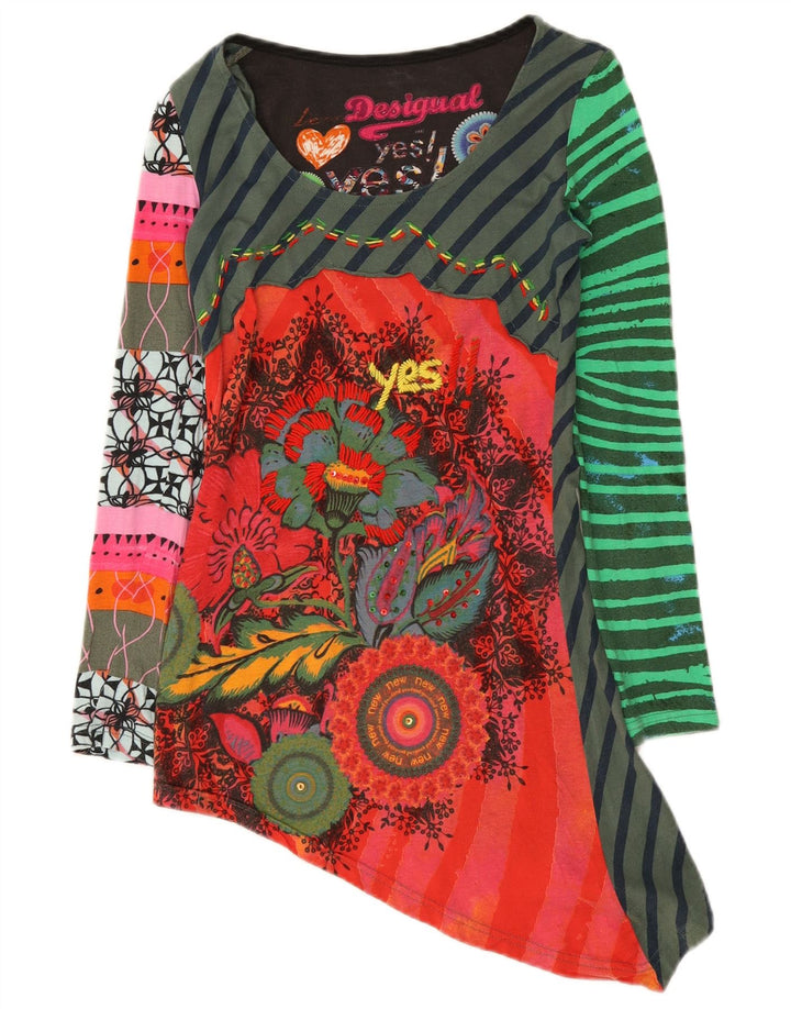 Desigual Tunica a maniche lunghe da donna UK 6 XS Patchwork multicolore