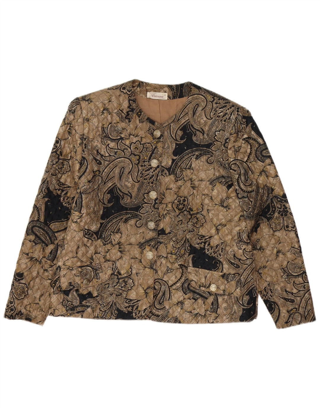 ARIANNA Giacca Blazer Trapuntata da Donna a 5 Bottoni IT 46 Large Marrone Paisley