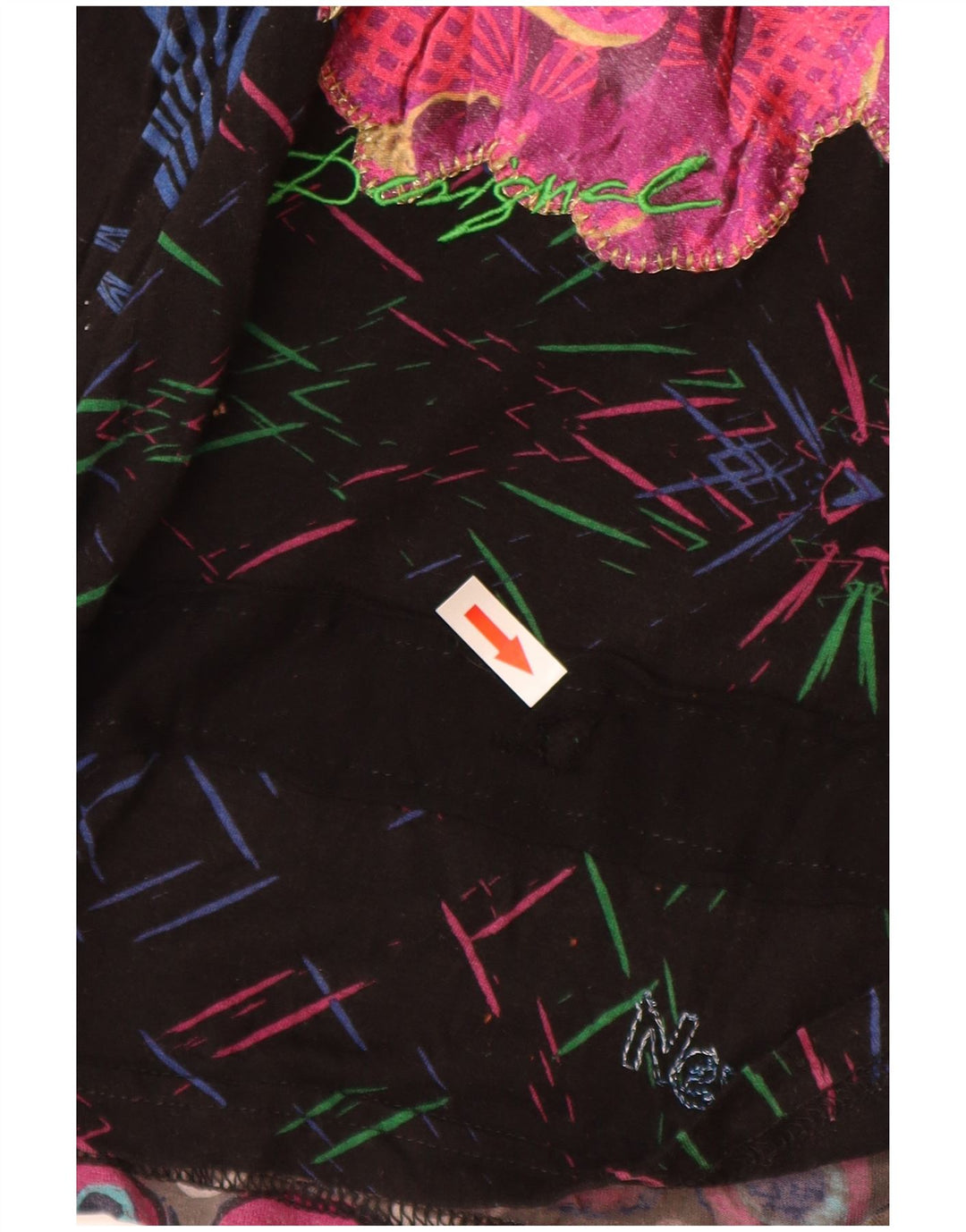 Desigual Womens Graphic Top manica lunga UK 10 Small multicolore in viscosa