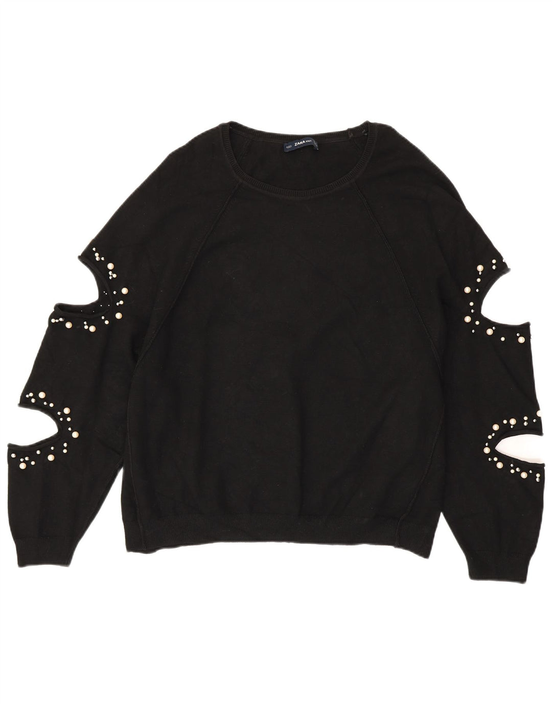 Maglione ZARA da donna oversize con scollo a barca UK 14 medio nero