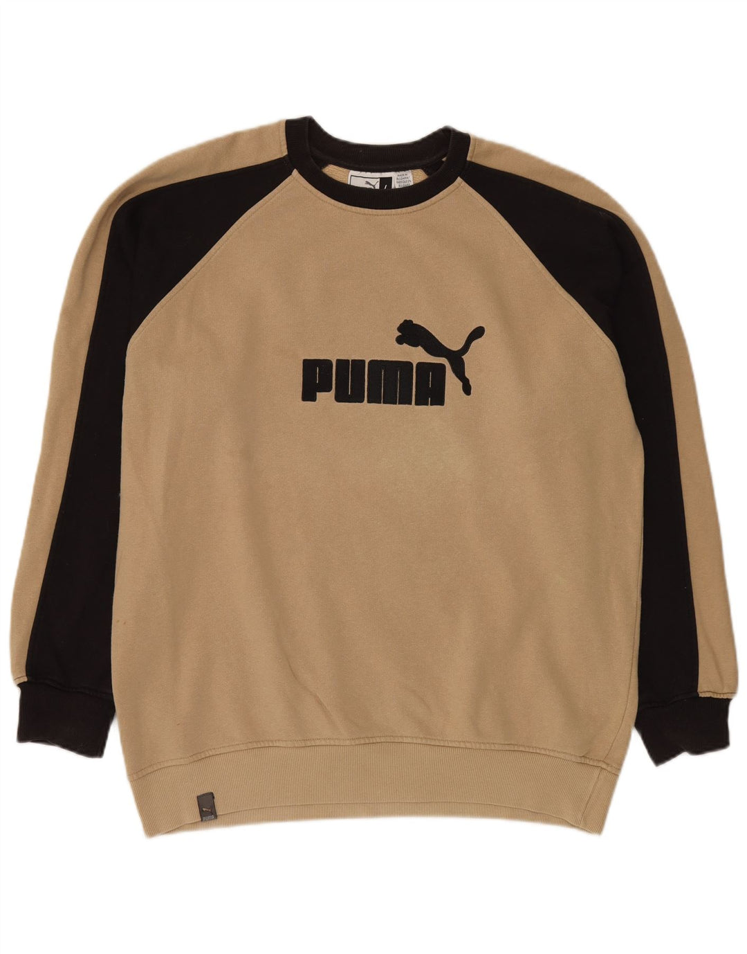 PUMA Felpa con grafica da uomo Maglione Large Beige Colourblock