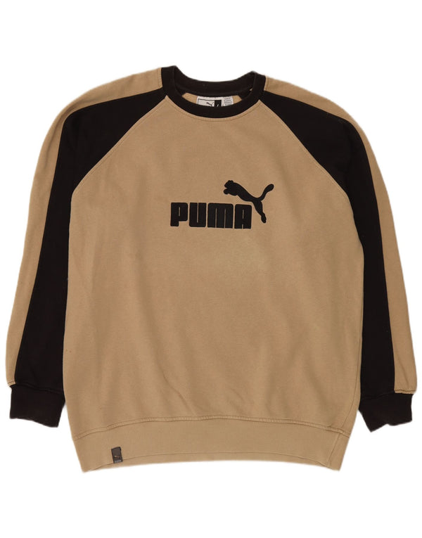 PUMA Felpa con grafica da uomo Maglione Large Beige Colourblock