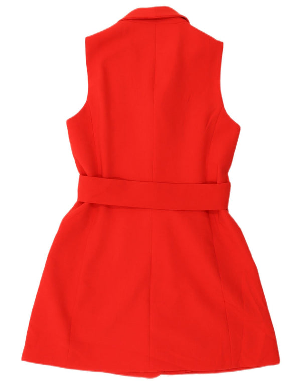 Gilet lungo doppiopetto da donna Zara UK 10 piccolo poliestere rosso