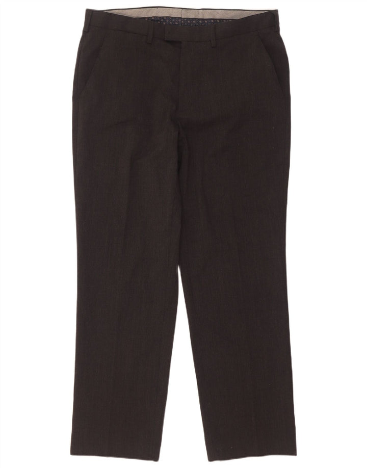 Pantaloni da abito regolari dritti da uomo Marks & Spencer W36 L31 poliestere grigio