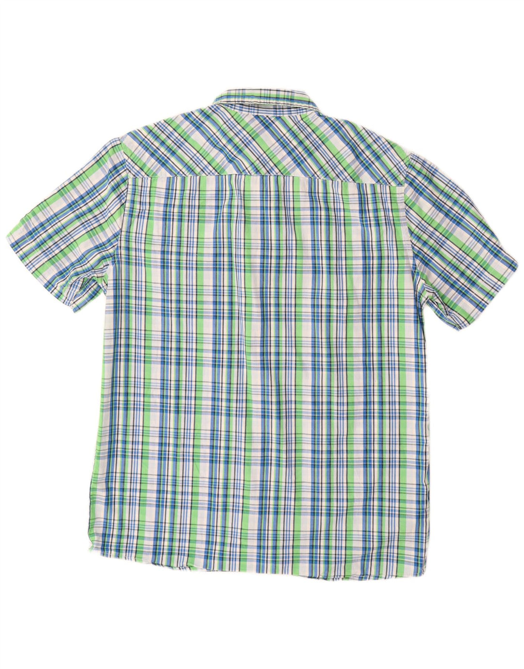 JOHN BANER Camicia a maniche corte da uomo taglia 15 1/2 media a quadri multicolore
