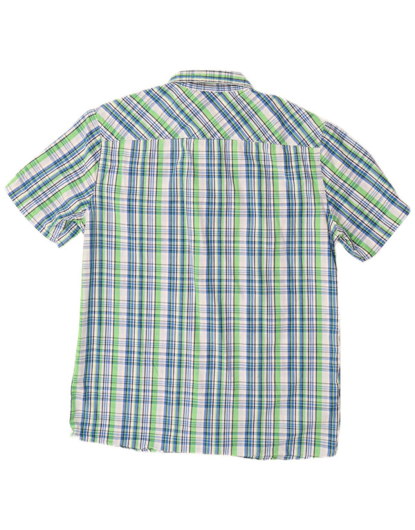 JOHN BANER Camicia a maniche corte da uomo taglia 15 1/2 media a quadri multicolore