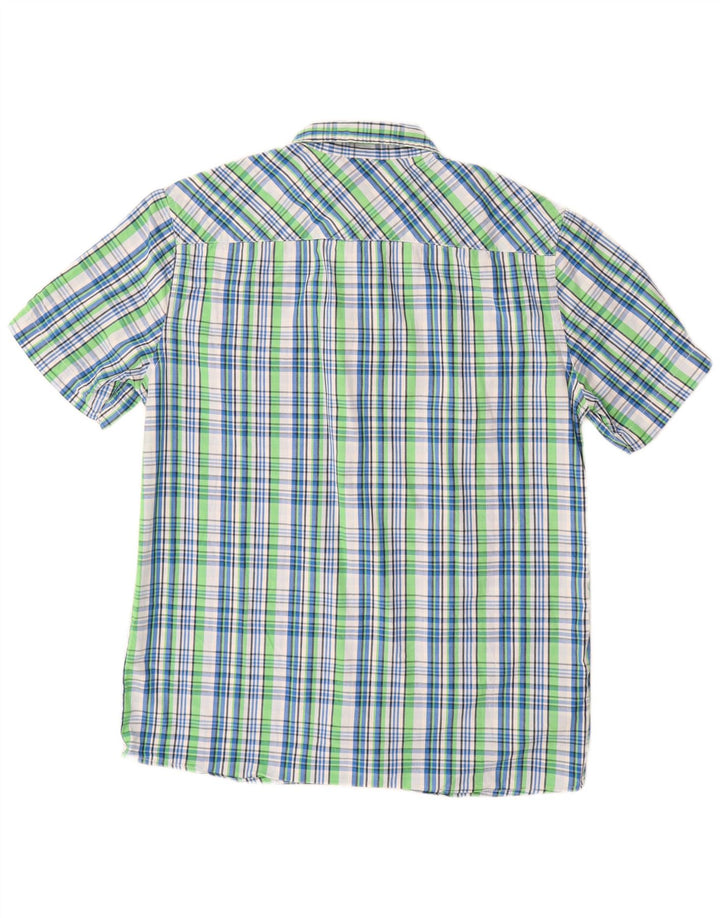 JOHN BANER Camicia a maniche corte da uomo taglia 15 1/2 media a quadri multicolore